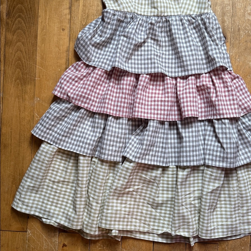 JessaKae Elegant Multicolor Gingham Tiered Dress XS - Picture 3 of 10